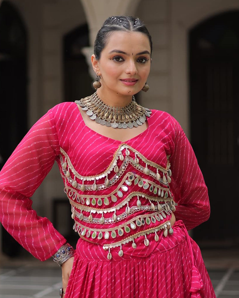 Rani Pink Color Soft Georgette Navratri Lehenga Choli