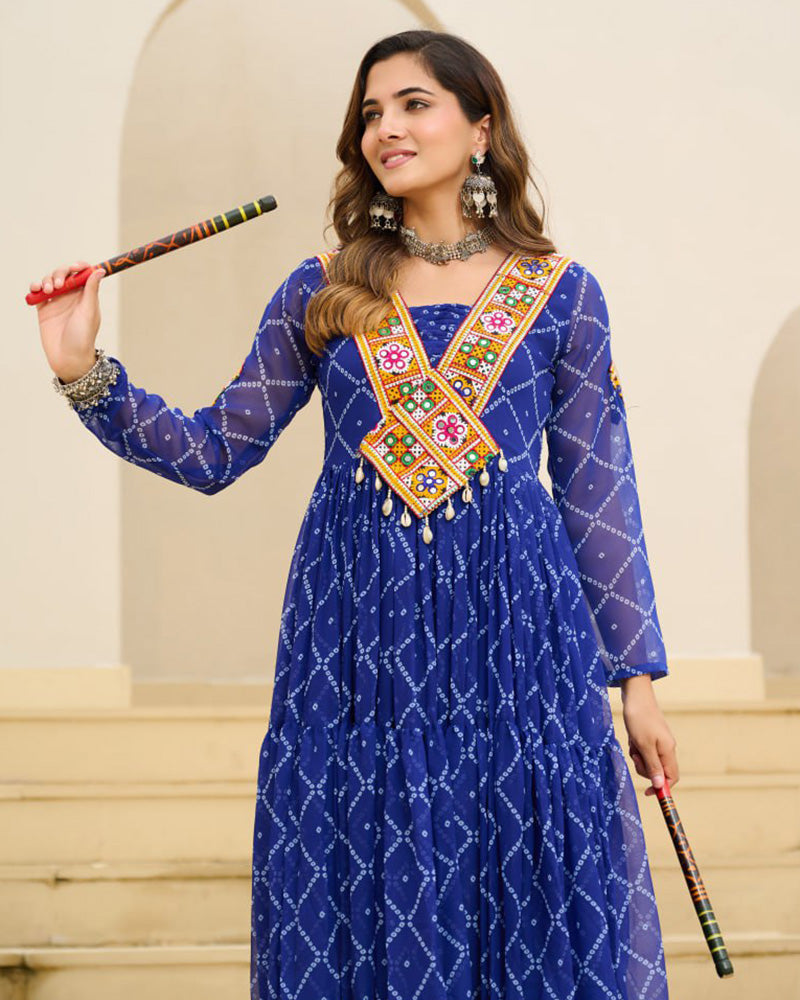 Traditional Blue Color Georgette Navratri Gown