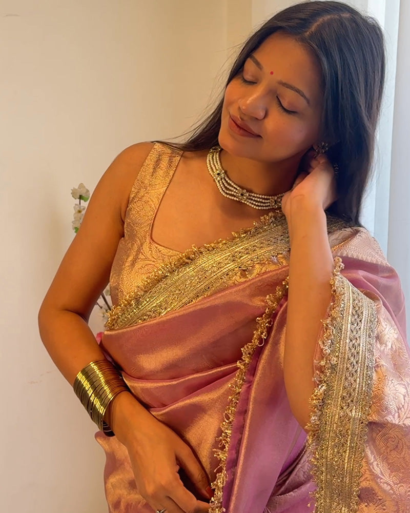 Vibha In Jhanvi Kapoor Bollywood Inspired Tissue Saree