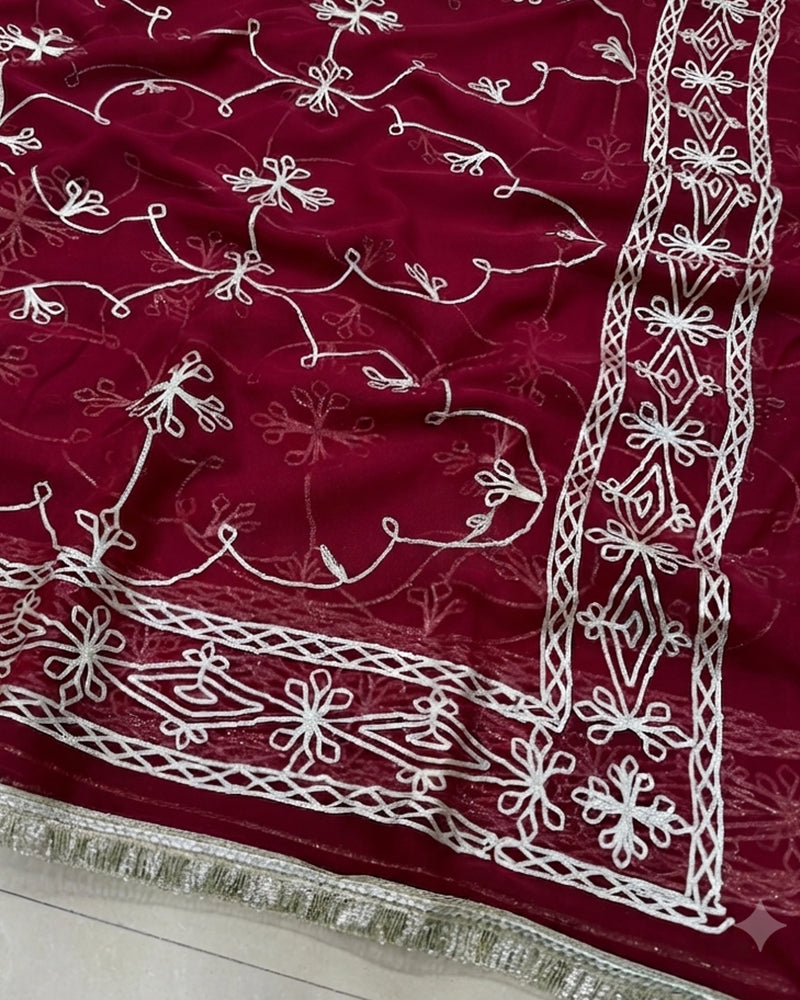 Maroon Color Royal Georgette Saree