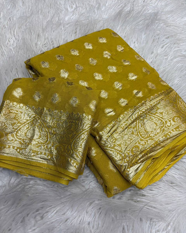 Yellow Color Pure Viscose Georgette Saree