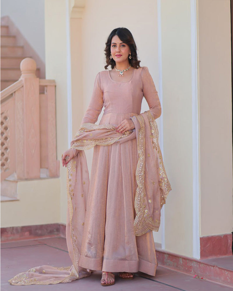 Peach Color Fendi Chiffon Gown