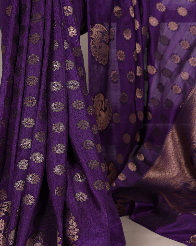 Purple Color Roop Silk Zari Weaving Saree