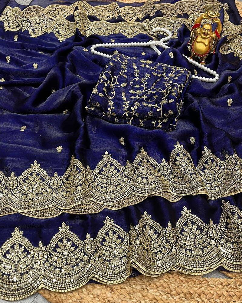 11 Color Fendi Chiffon Sequence Embroidered Saree