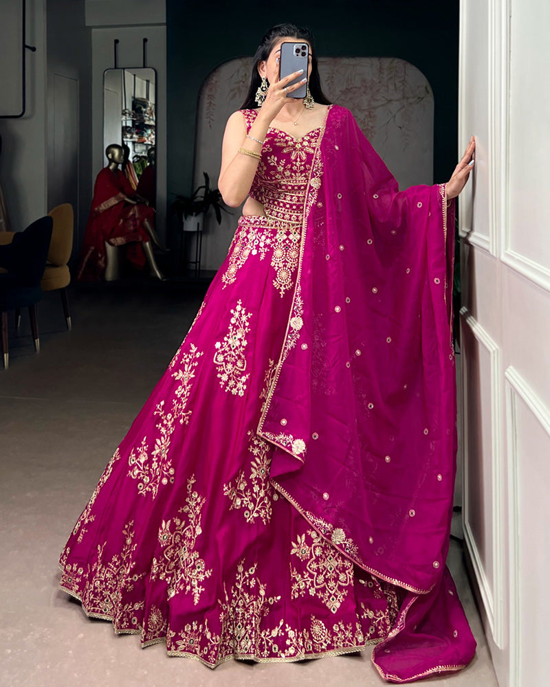 Pink Color Naysha Silk Embroidered Lehenga Choli