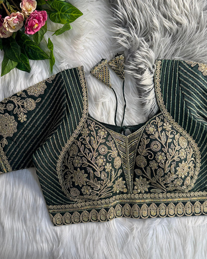 Red Color Italian Silk Embroidered Blouse