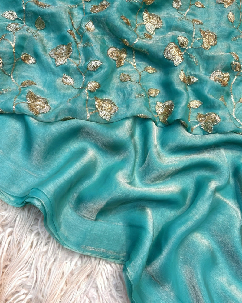 Orange Color Pure Space Silk Saree