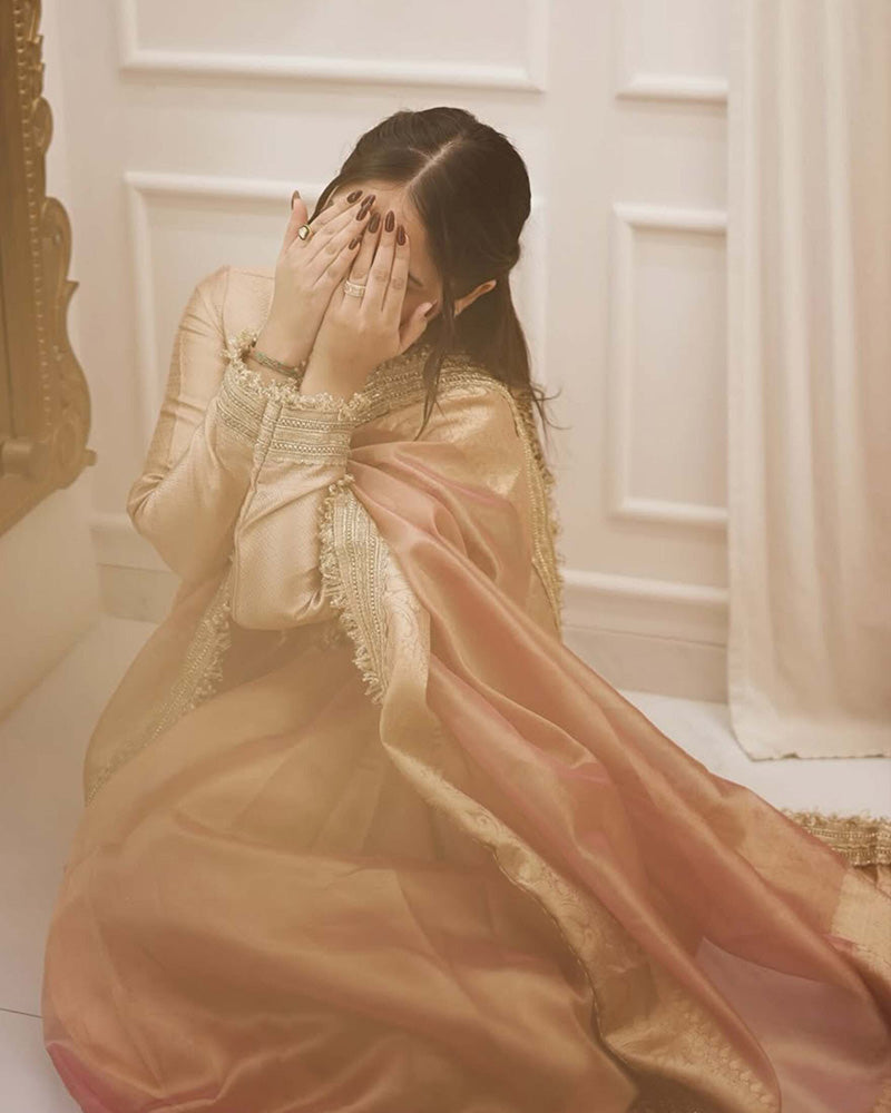 Sharmin Panjwani In Jhanvi Kapoor Bollywood Inspired Tissue Saree