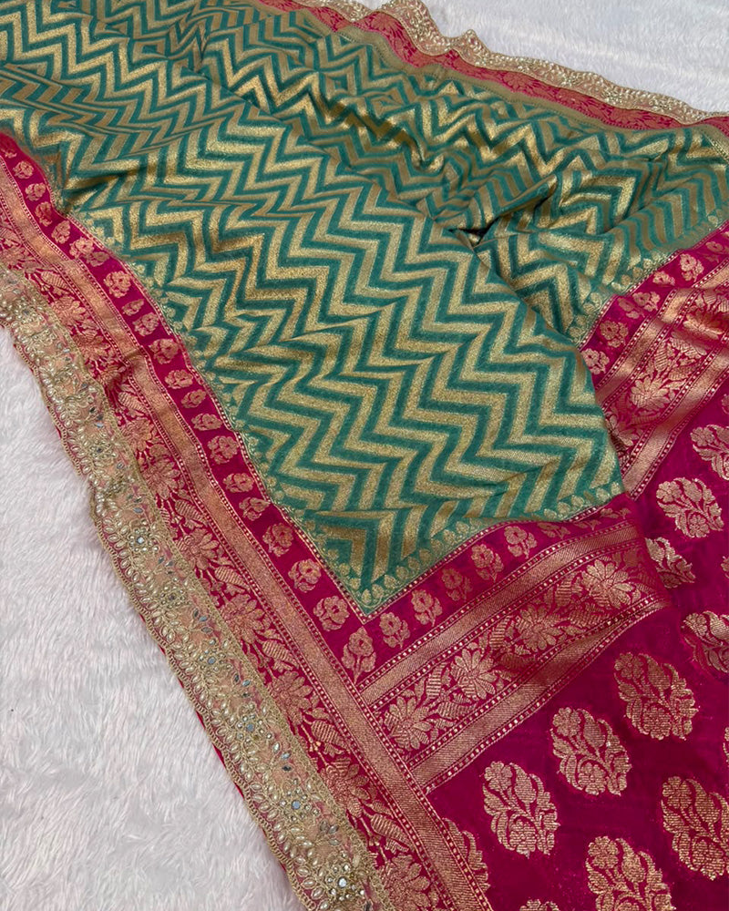 Green Color Banarasi Khadi Katan Silk Saree