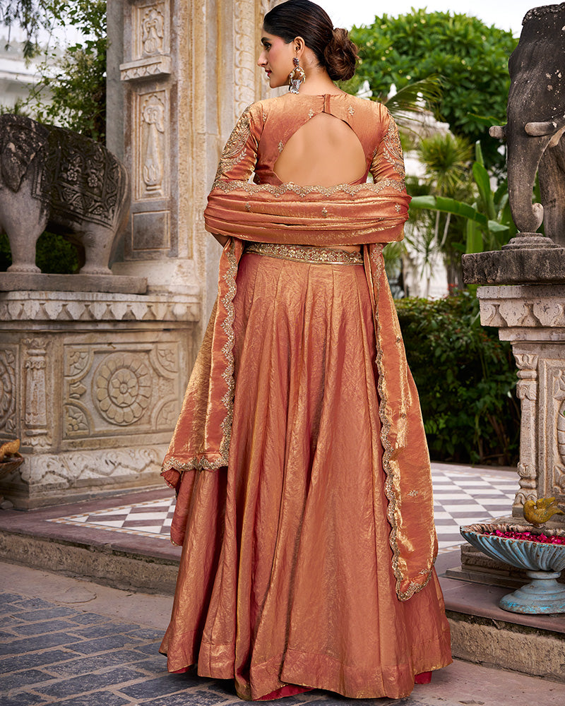 Rust Orange Color Fendi Pastel Lehenga Choli
