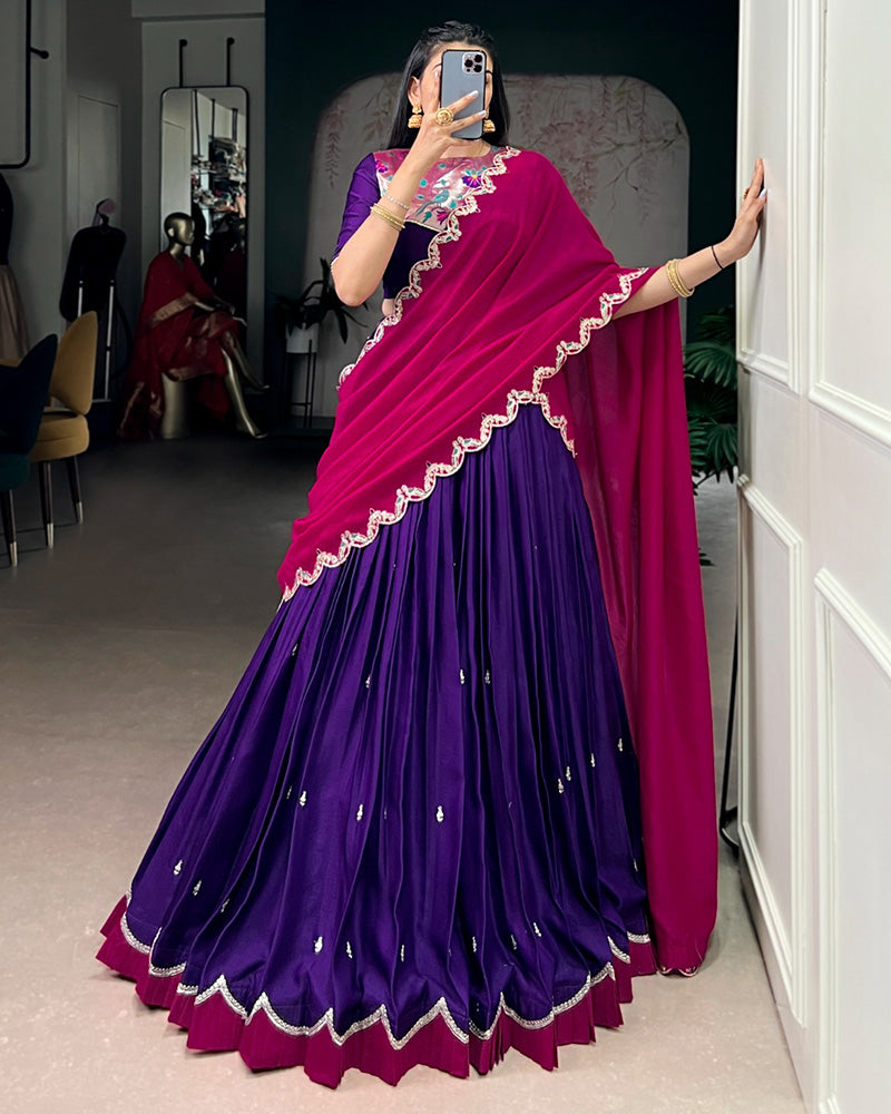 Purple Color Naysha Silk Embroidered Lehenga Choli