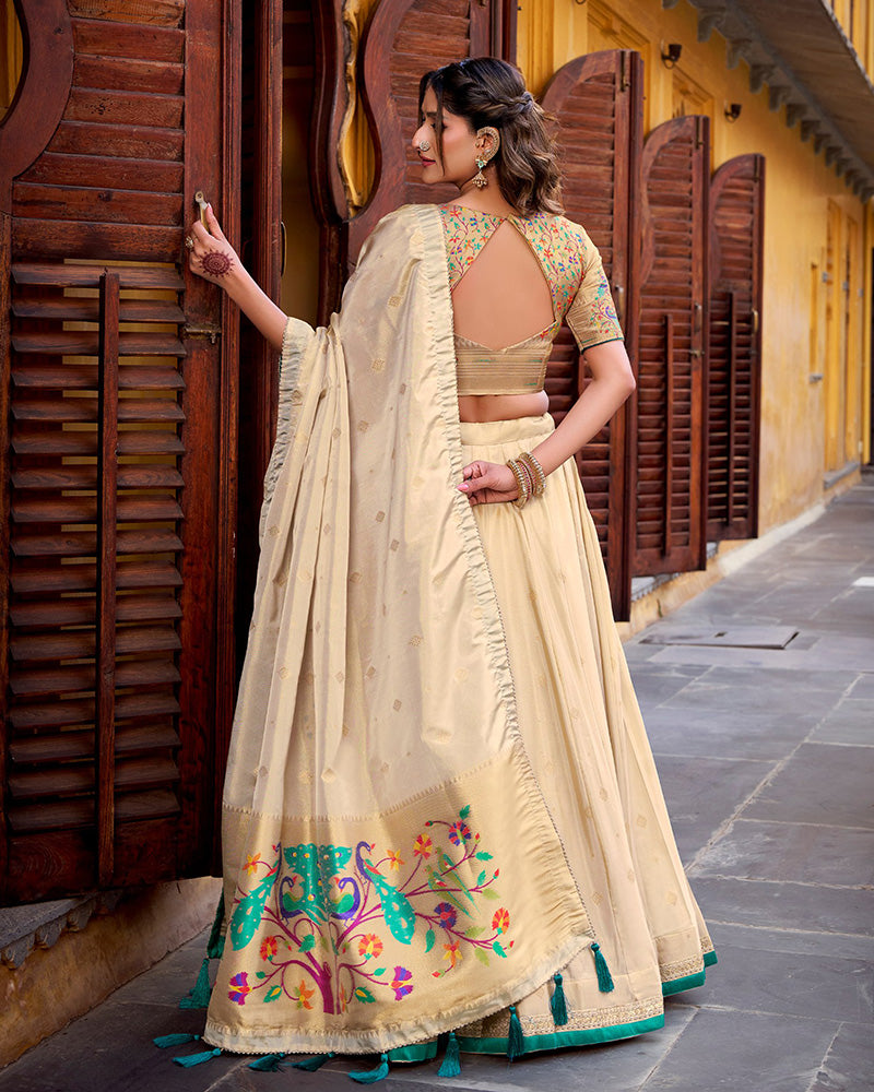 Designer Bottle Green Color Paithani Silk Lehenga Choli