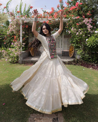 Four Color Kora Cotton Navratri Lehenga Set