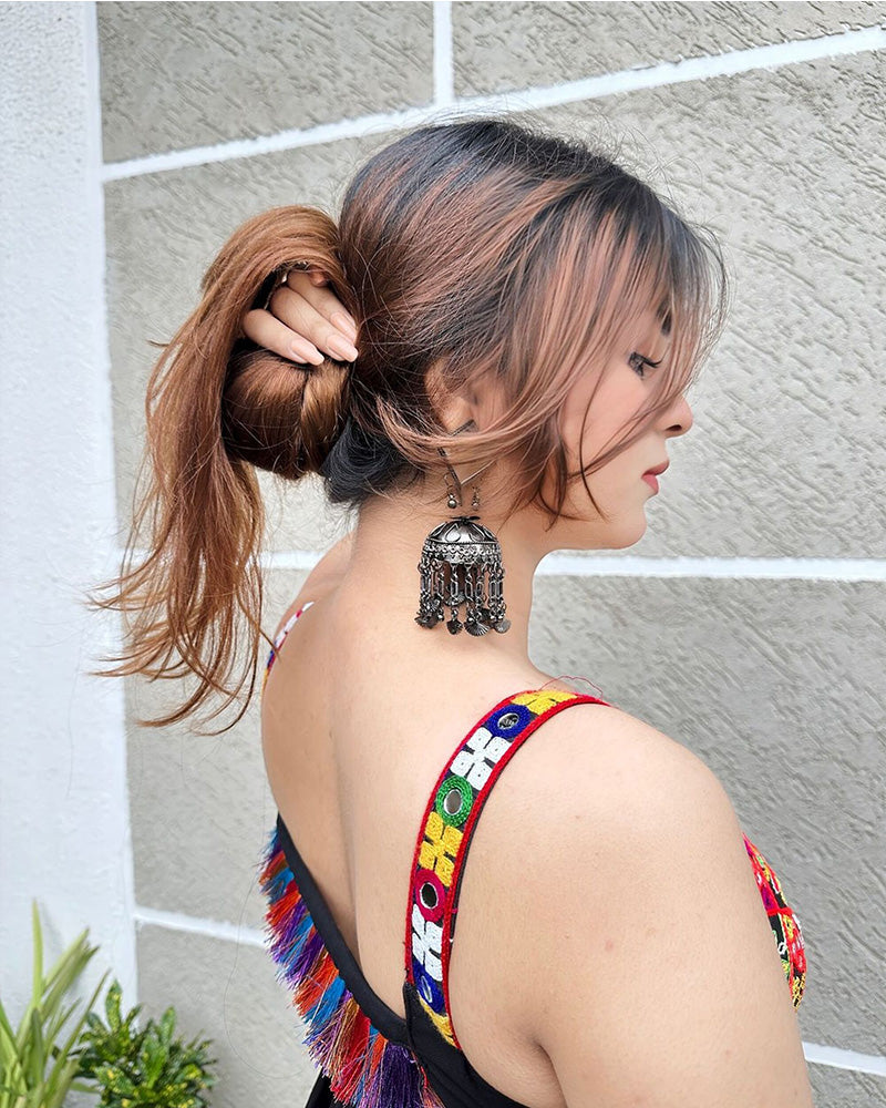 Navratri Special Black Color Georgette Gamthi Work Navratri Kurti