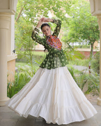 Six Color Bandhani Printed Navratri Top