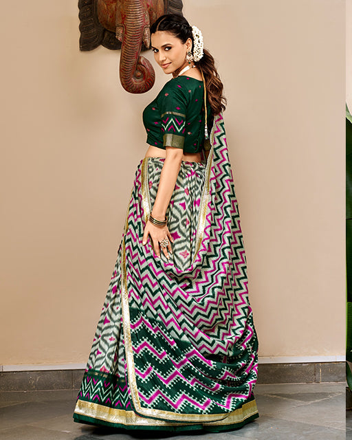 Elegant Green Color Pure Tussar Silk Lehenga Choli