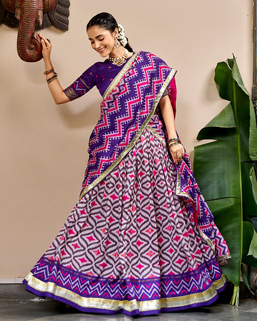 Elegant Purple Color Pure Tussar Silk Lehenga Choli
