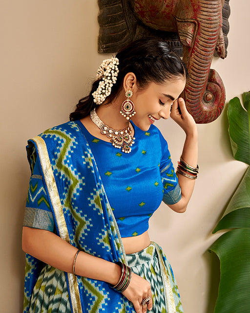 Elegant Blue Color Pure Tussar Silk Lehenga Choli