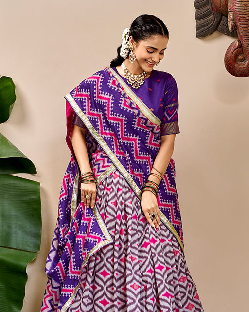 Elegant Purple Color Pure Tussar Silk Lehenga Choli