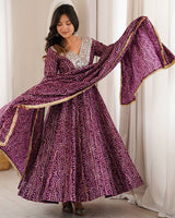 Wine Color Rayon Mirror Embroidered Anarkali Suit