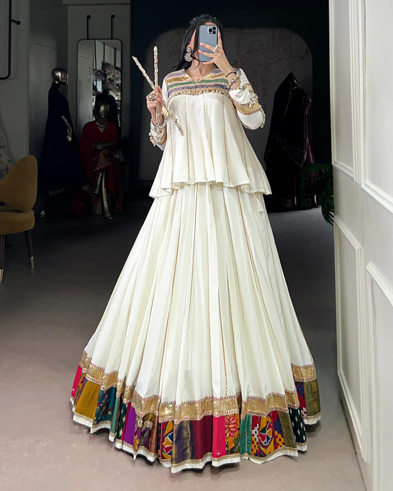 White Ethnic Wear Lehenga Choli for Navratri Festive Look