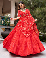 Elegant Red Color Georgette Navratri Lehenga Choli
