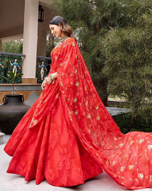 Elegant Red Color Georgette Navratri Lehenga Choli