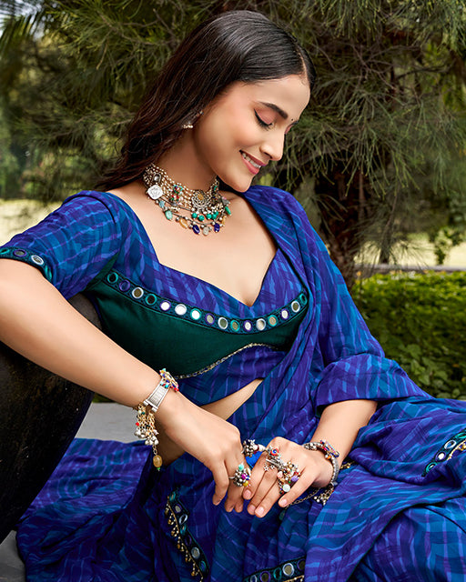Elegant Blue Color Georgette Navratri Lehenga Choli