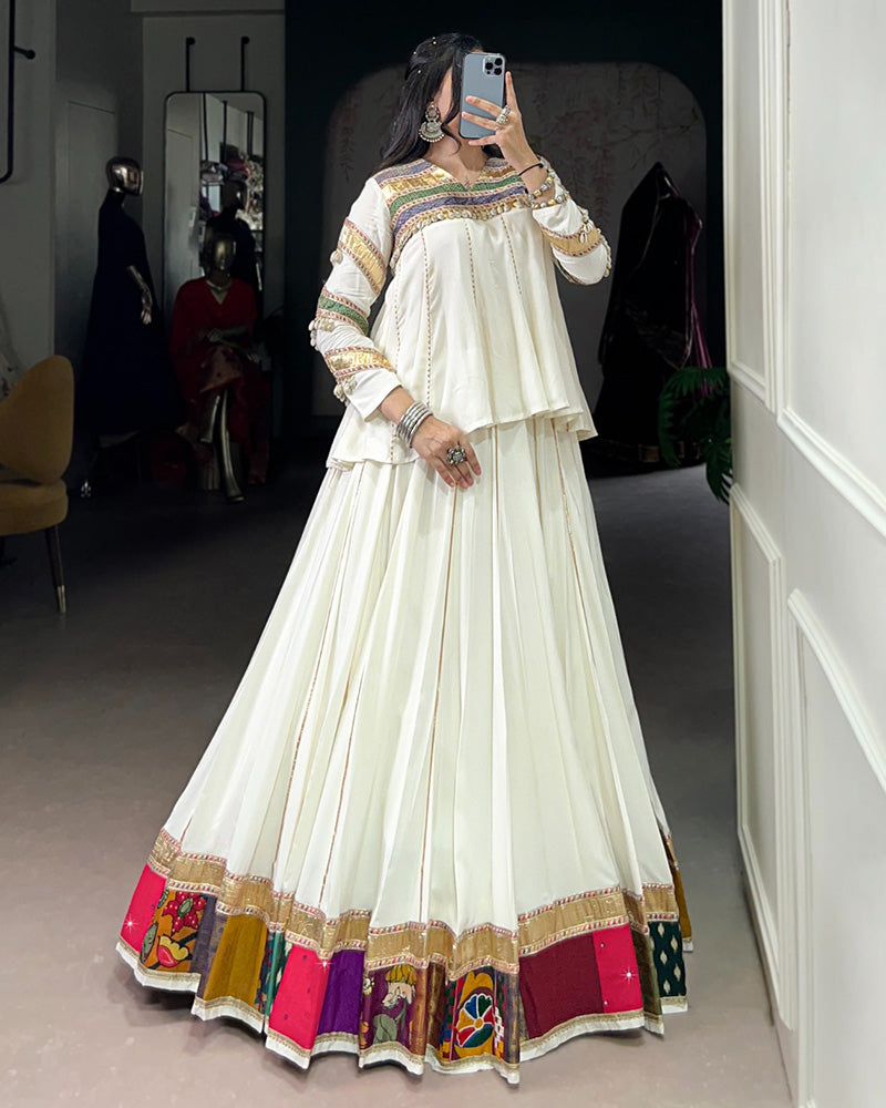 White Ethnic Wear Lehenga Choli for Navratri Festive Look