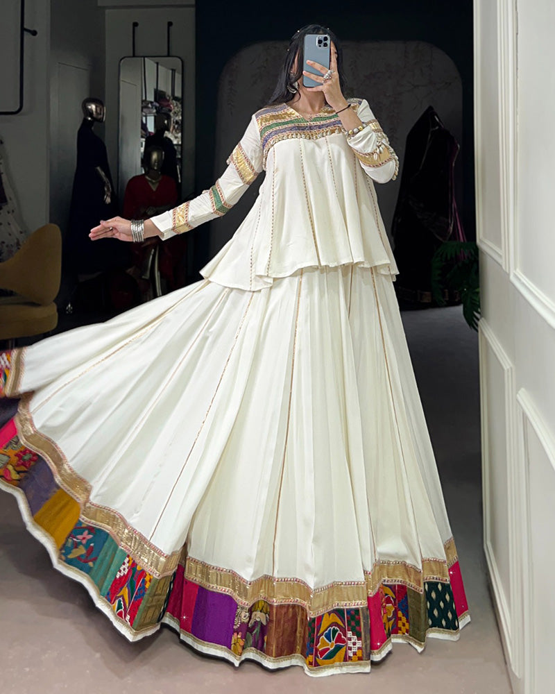 White Ethnic Wear Lehenga Choli for Navratri Festive Look