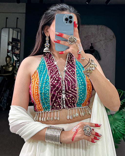 Elegant White Color Lightweight Navratri Lehenga Set