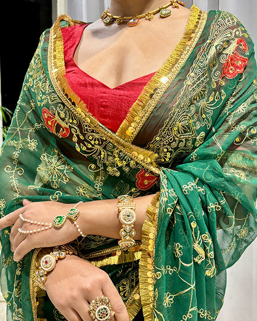 Green Color Premium Royal Georgette Saree