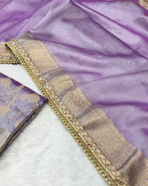 Sky Blue Color Soft Banarasi Silk Pearl Work Saree