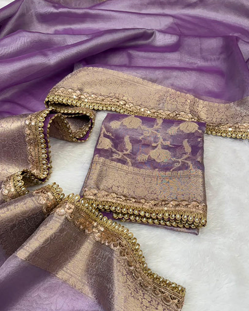 Sky Blue Color Soft Banarasi Silk Pearl Work Saree