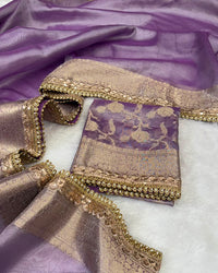 Sky Blue Color Soft Banarasi Silk Pearl Work Saree