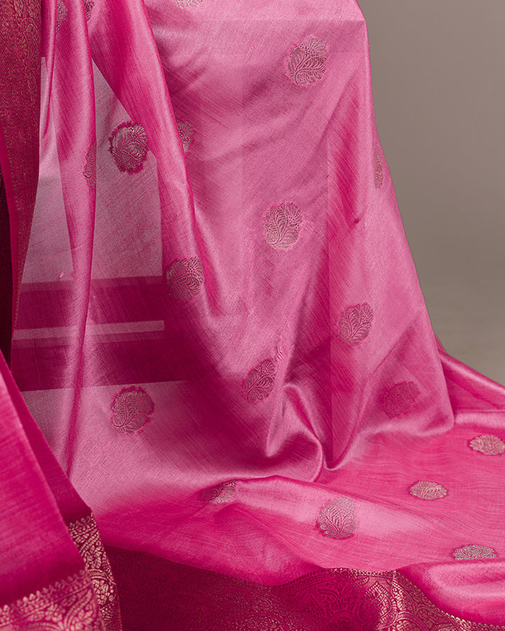 Pink Color Rumali Silk Zari Weaving Saree