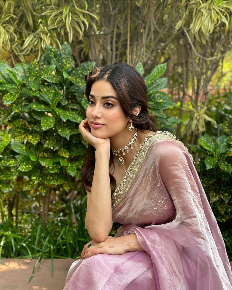 Jhanvi Kapoor Bollywood Inspired Tissue Saree