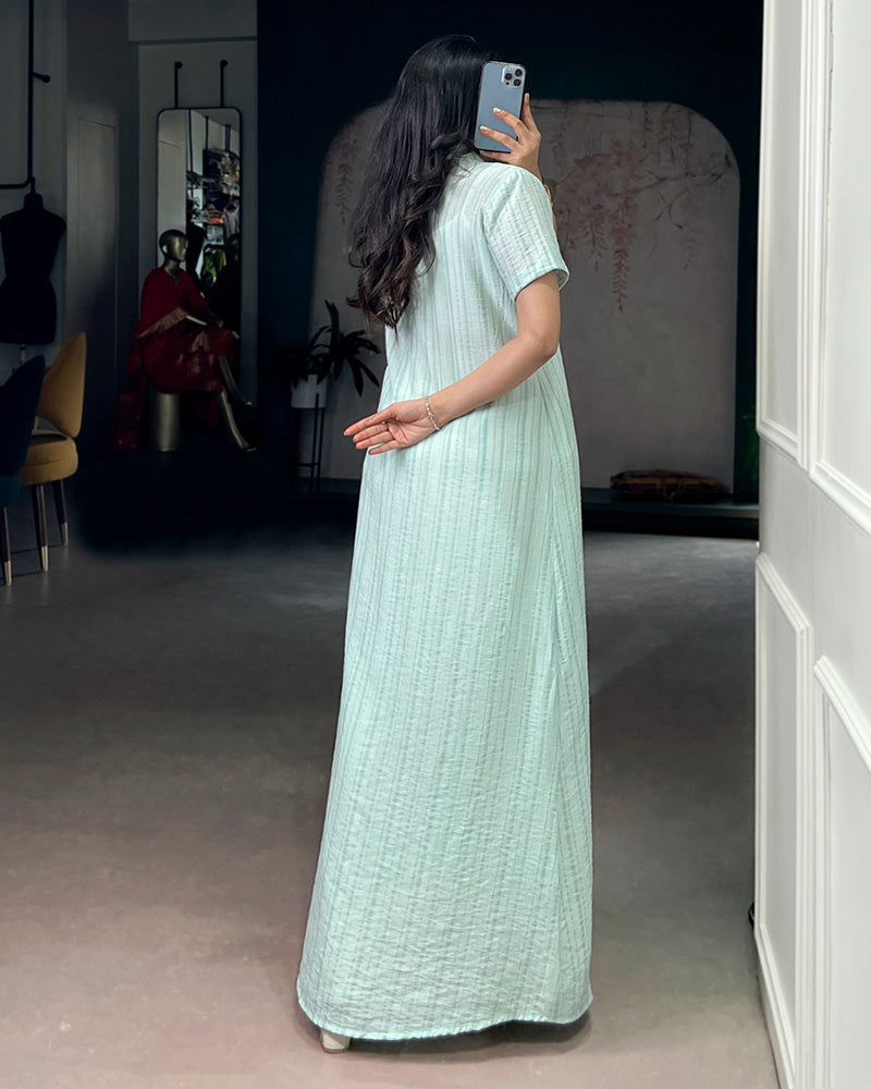 Sky Color Orchid Shrug With Plazzo Suit