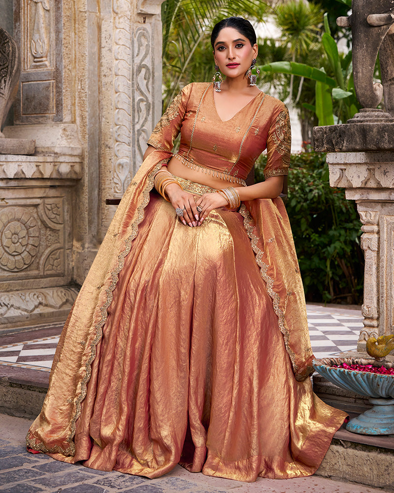 Rust Orange Color Fendi Pastel Lehenga Choli