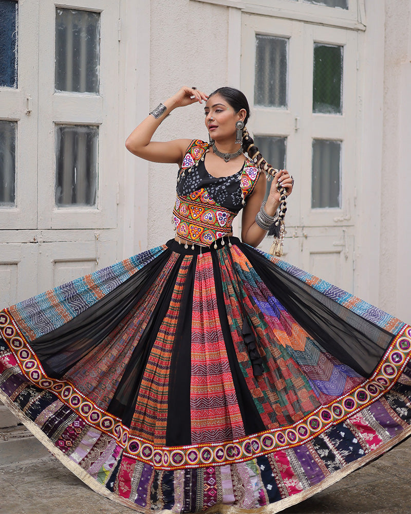 Multi Color Georgette Printed Navratri Lehenga Choli