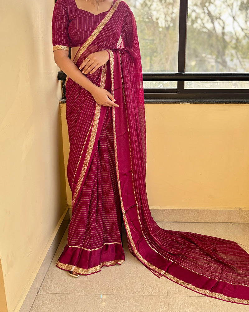 Maroon Color Pure Viscose Georgette Saree