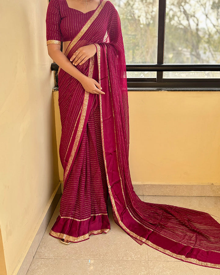 Maroon Color Pure Viscose Georgette Saree