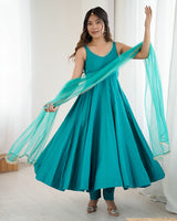 Rama Color Chanderi Pure Roman Silk Anarkali Suit