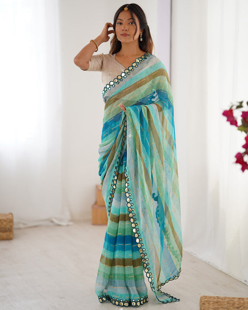 Pista Color Heavy Smooth Chiffon Saree