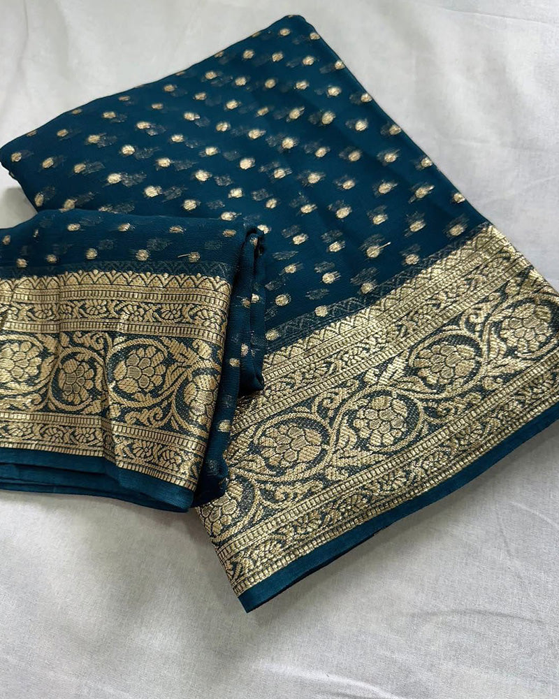 Orange Color Pure Viscose Georgette Saree