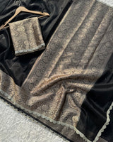 Black Color Banarasi Tissue Saree