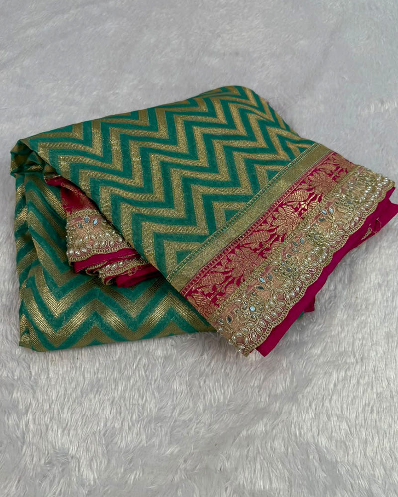 Green Color Banarasi Khadi Katan Silk Saree
