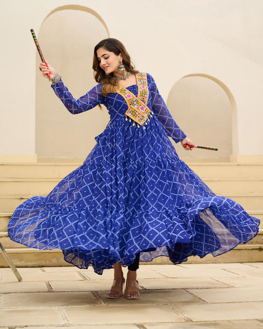 Traditional Blue Color Georgette Navratri Gown