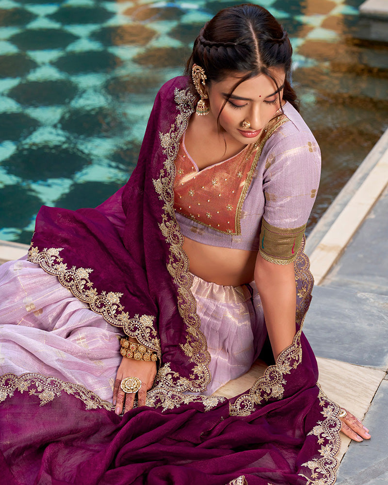 Light Pink Color Slub Kota Paithani Silk Lehenga Choli