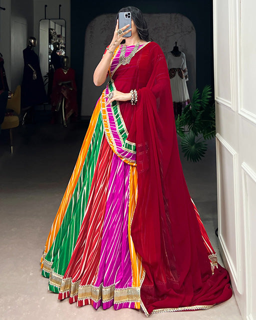Traditional Multi Color Georgette Navratri Lehenga Choli